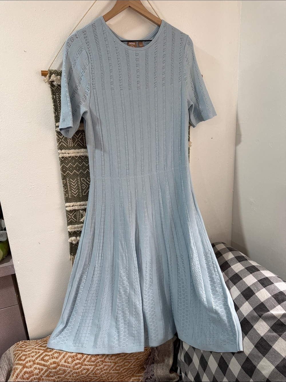 BOSS Light Blue Knit Midi Dress